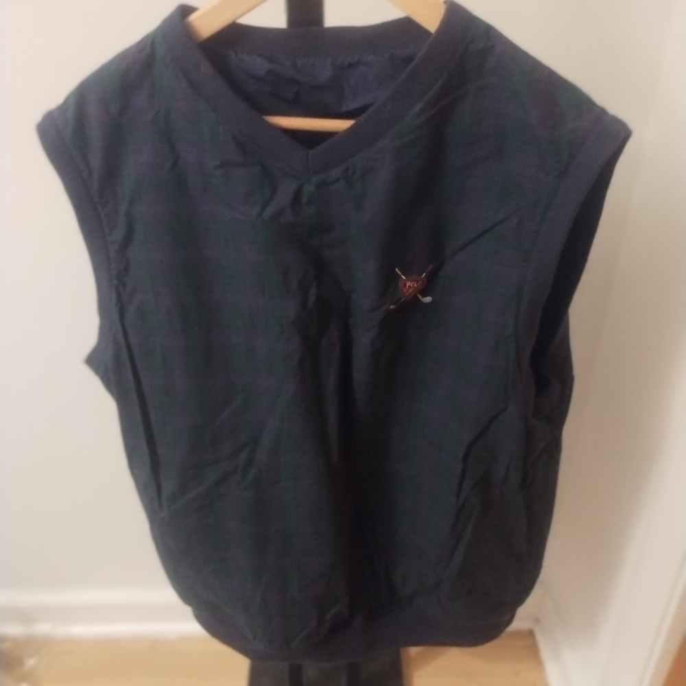 Polo Ralph Lauren Golf Plaid/Navy Reversible Sleeveless Vest Men's Large